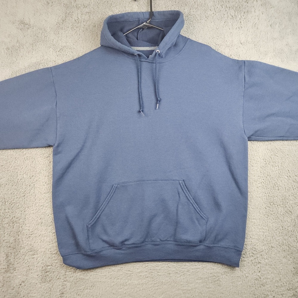 Fruit of the Loom Hoodie Mens XL Blue Plain Pullover Sweatshirt Basics Comfort - Picture 6 of 9